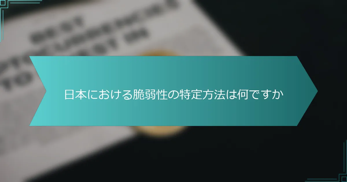 日本における脆弱性の特定方法は何ですか